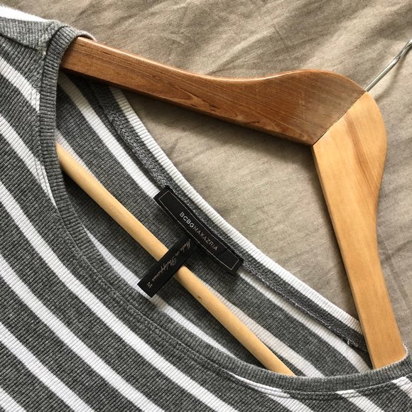 BCBG grey and white striped midi bodycon dress (M) - Picture 3 of 5